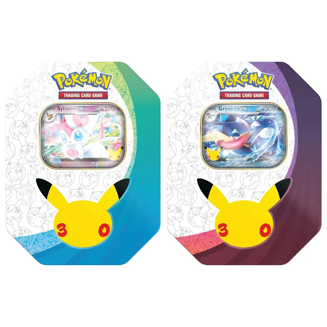 Pokemon TCG 30th Celebration: ex Tin ชุดคู่ 2 กระป๋อง (Sylveon ex + Greninja ex)